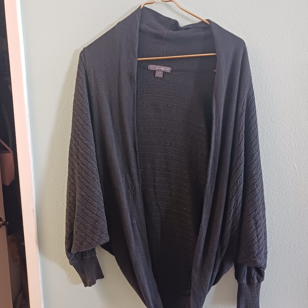 Black Ribbed Cocoon Cardigan | Size Small